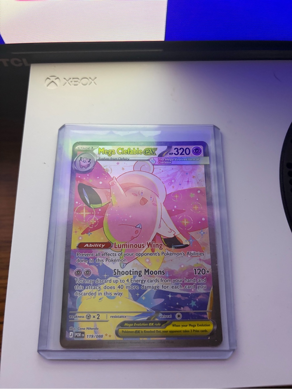 Pokemon Mega Clefable GX Pink and Purple Holo Card